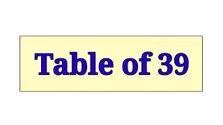 Table of 39 in English