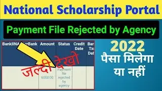 Nsp Payment File Rejected by Agency ab kya kare ! NSP Scholarship Payment file Rejected by agency