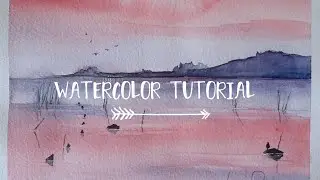 LE PRIME LUCI DELL'ALBA, Pink sunrise, il paesaggio e l'acquerello #5 tutorial, watercolor landscape