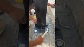 baseplate fitting at anchor bolts with torque wrench | steel column parking #welder #construction