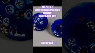 VINTAGE BLUE VENETIAN GLASS EARRINGS Millefiore #jewelry #earrings #millefiore