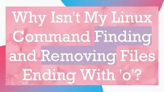 Why Isn't My Linux Command Finding and Removing Files Ending With 'o'?