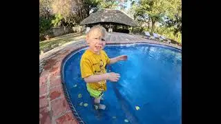 Arthur poolside at Bushbuck River House, Livingstone, Zambia, August 2024