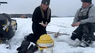 Wife&rsquo;s first time ice fishing this season 