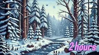 Winter Calm A Pixel Art Forest Snowfall with Relaxing Music