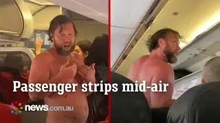 Drunk Russian passenger strips mid-air 'while trying to jump off the plane'