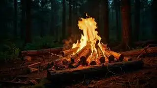 FOREST CAMPFIRE 🌲🔥 Deep Sleep & Relaxing Night Ambience (No Music)