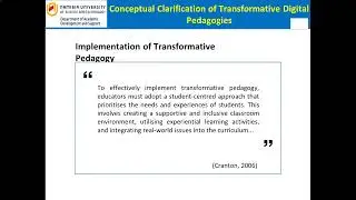 Module 4   Lecture 1   Conceptual clarification of transformative digital pedagogies