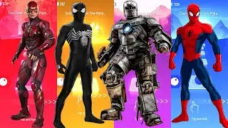 DC Marvel Tiles Hop, Flash vs Spider Symbiot vs IronMan vs SpiderMan