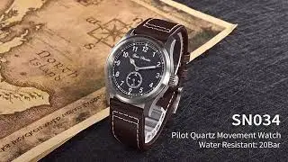 San Martin 37mm Pilot Watch RONDA 6004 Quartz Men