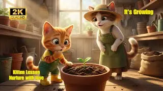 Cat Story: Mama Cat Teaches Kitten LEO Planting Sunflowers 🌻🌱 Gardening with Mama Cat & Baby Cat