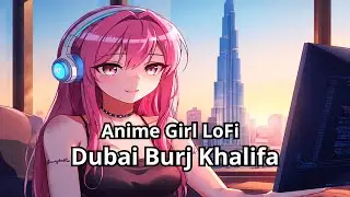 🌇 Anime Girl LoFi Beats | Dubai Sunset Ambience with Burj Khalifa | Chill Study & Coding Music 🎧