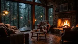 Deep Peace: Rain on Window in Warm Fireplace Cabin for Fast Sleep and Stress Relief Tonight 😴