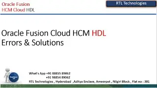 Oracle Fusion Cloud HCM Data Load | HDL | HDL Errors resolve | Real time Training | Placement