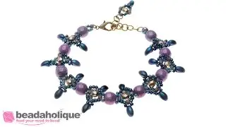How to Bead Weave a Bracelet using 2-Hole Dobble Beads and Lily Petal Beads