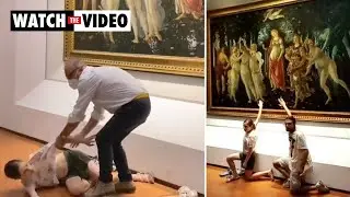 Italian climate activists glue themselves to Botticelli's Primavera