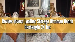 Review Joveco Leather Storage Ottoman Bench Rectangle 24 Inch Foot Rest Ottomans Stool for Living Ro
