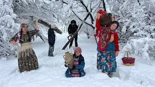 Snowy Day in Village | Baking Bread and Taking Care of Animals