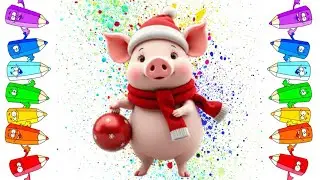 Поросенок в шляпе 🐷 Рисунок и раскраска #2025 #2026 #hny