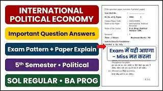 INTERNATIONAL POLITICAL ECONOMY Important Questions Answers 5th Semester Political Paper DU SOL