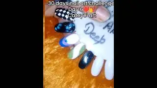 30 days nail art challenge day 6 ❤️💅 easy steps by steps cataye art#naildesign #cateyenails