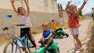 BİSİKLET MOTORU &Ccedil;EKİYOR KİM G&Uuml;&Ccedil;L&Uuml; ACABA!!!?? @komik @eğlenceli @k&ouml;y @trakt&ouml;r @inek @sihir @bisiklet