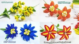 4 урока - Как сделать цветы из проволоки для чистки трубок? Пошаговое изготовление цветов #урок #...