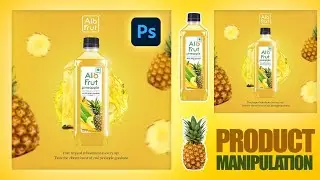 Product Manipulation in Photoshop Tutorial | Pineapple juice advertising poster design #photoshop