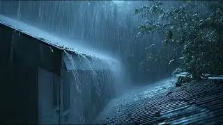 Sleeping Inside a Forest Cabin | Heavy Rain on Roof [Black Screen] 4K