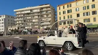Pope Francis begins his tour of Mediterannean island of Corsica in Popemobile | AFP