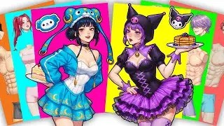 [💖paper diy💖] Sanrio Cosplay Party🌸 HUNTRIX RUMI x HUNTRIX ZOEY | KPOP DEMON HUNTERS Sticker Book