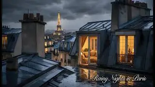 Paris Rain on Rooftops & Thunderstorm Sounds ⛈️ Cozy Apartment Ambience for Sleep