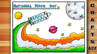 Chandra Dinam Poster Drawing | National Moon Day Poster | Lunar Day Drawing