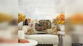 Fall Thanksgiving Pillow Covers 12x20 Inch Watercolor Leaves Turkey Fall g