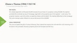 [Case Law Contract] ['remedies for undue influence'] Cheese v Thomas [1994] 1 FLR 118