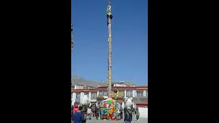 Prayer flag pole Installation at our Temple on special occasion of Buddha&rsquo;s Miracle Day