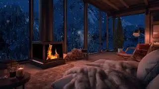 Cozy Natural Sounds | Cozy Fireplace Ambience and Relaxing Winter Forest View for Stress Relief