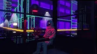 Coffee shop and neon city with Relaxing Jazz music and Rain sounds