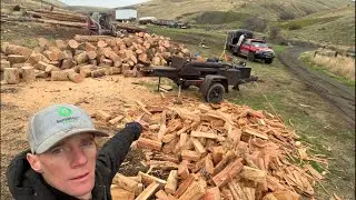 Splitting firewood in the wind and rain live