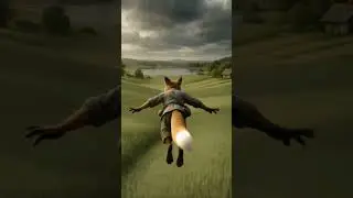 🦊 Watch the Enchanting Fox Soar Over Scenic Fields! 🌄#aivideo #fox #ai #funny #viralvideo