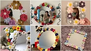 Super stunning Crochet decorative mirror 🪞 ideas || crochet floral mirror decoration