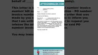 Advance Payment Request Letter to Client