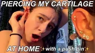 PIERCING MY CARTILAGE AT HOME WITH A PUSH PIN I helix piercing