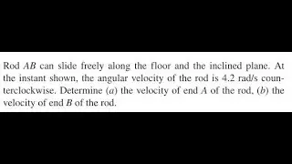 can slide freely along the floor and the inclined plane. At the instant shown, the angular velocity