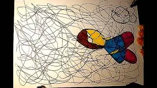 drawing kids exploring a bedroom while their parents are sleeping - vision in lines