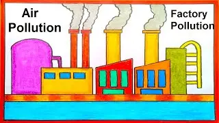 factory pollution drawing (air pollution) | science project academy