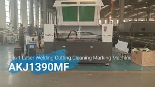 AKJ1390MF 6 in 1 fiber laser &Co2 laser wood,acrylic,metal, laser marking, welding, cutting