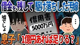 【2ch修羅場】借金を残して駆け落ちした汚嫁と間男→俺「もう無理だ」息子「1億円あれば足りる？」