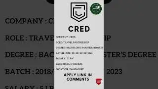 Cred is Hiring travel partnerships | latest job updates | daily job updates | jobs | #jobs 2023