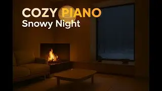 Cozy Fireplace Piano 🎹 Snowy Night | Study / Relax / Sleep (70 BPM)